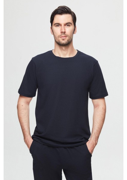 Lacivert %100 Pamuklu Kısa Kollu 2'li Pijama Takimi 3EC84ORTKKPJM