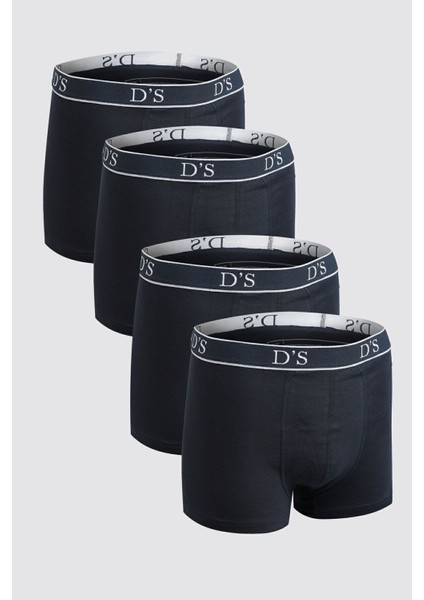 Ds Damat Lacivert Beli Lastikli Marka Logolu Likralı Esneyebilen 4'Lü Boxer Set 4HC44ORTBS04