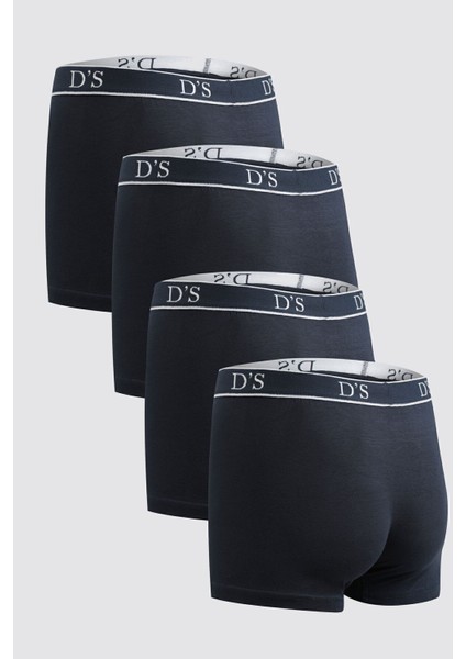 Ds Damat Lacivert Beli Lastikli Marka Logolu Likralı Esneyebilen 4'Lü Boxer Set 4HC44ORTBS04