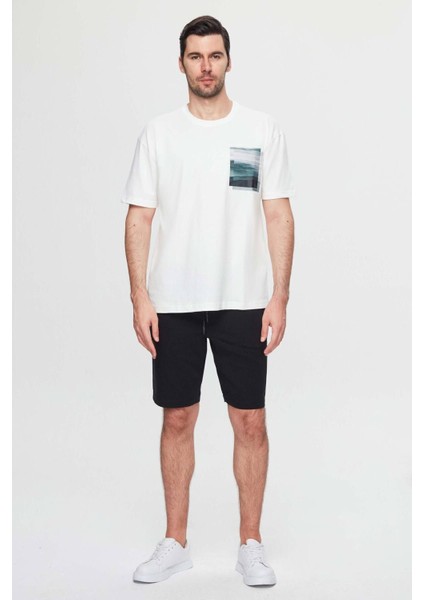 Oversize Beyaz Baskılı %100 Pamuk T-shirt 2EC14ORT05210 fırsatları