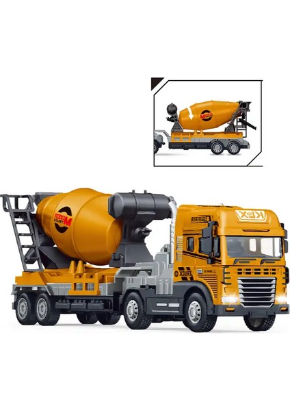 Sürtmeli Işıklı Müzikli 1:24 Oyuncak Inşaat Aracı Beton Mikseri Tır