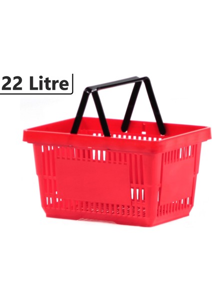 Plastik Market Alışveriş El Sepeti 22 Litre Kırmızı