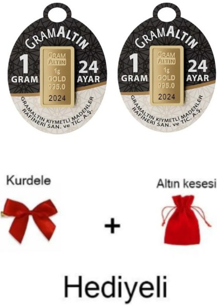 2 Adet 1 gr 24 Ayar (995) Altın