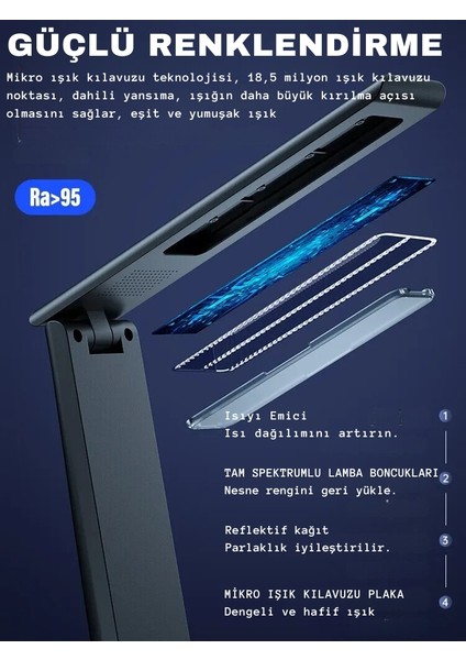 Şarjlı Dokunmatik Ledli Okuma Çalışma Masa Lambası Dekoratif Masa Lambası