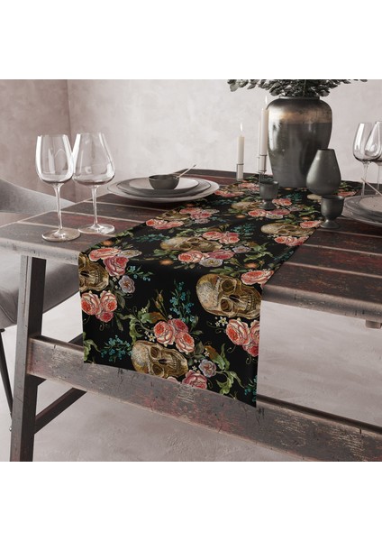 Roses & Skulls Runner Örtü
