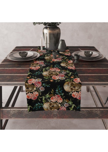 Roses & Skulls Runner Örtü