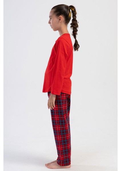 Kız Çocuk Uzun Kol Kırmızı Pijama Takım C1T1N2O304
