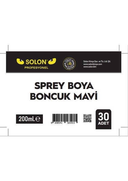 30 Adet (1 Koli) Sprey Boya Boncuk Mavi 200 Ml.