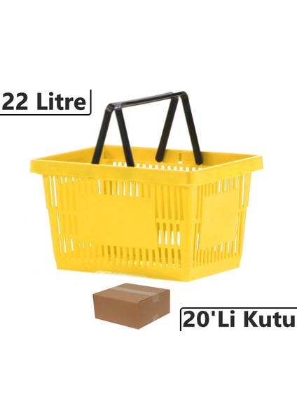 Plastik Market Alışveriş El Sepeti 22 Litre Sarı 20'li Koli