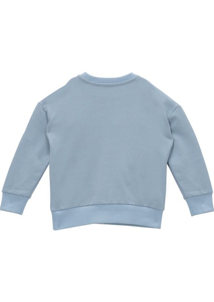 Kız Çocuk Cep Detaylı Baskılı Sweatshirt - Bebek Mavisi modelleri