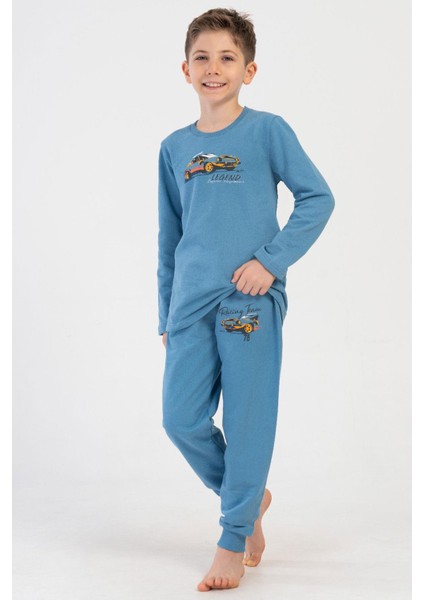 Erkek Çocuk 2 İplik Uzun Kol Mavi Pijama Takım C6T3N1O304