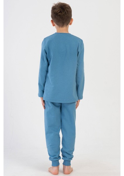 Erkek Çocuk 2 İplik Uzun Kol Mavi Pijama Takım C6T3N1O304 fırsatları
