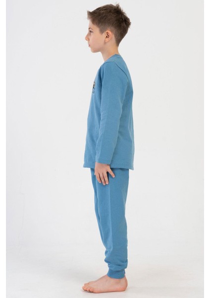 Erkek Çocuk 2 Iplik Uzun Kol Mavi Pijama Takım C6T3N1O304