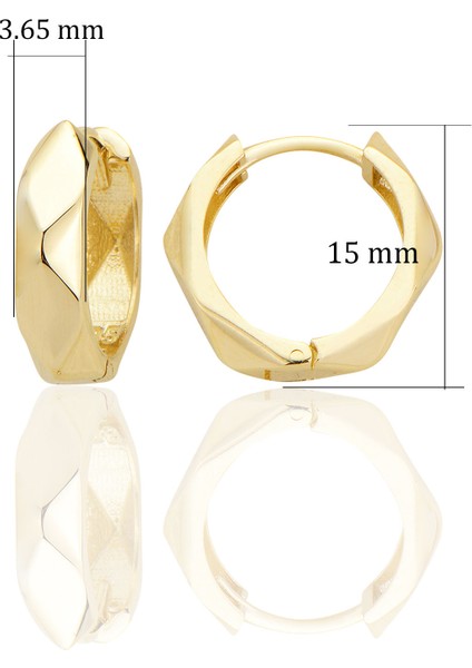 14 Ayar Altın Sade Geometrik Orta Boy Huggie Küpe D029 fiyatları