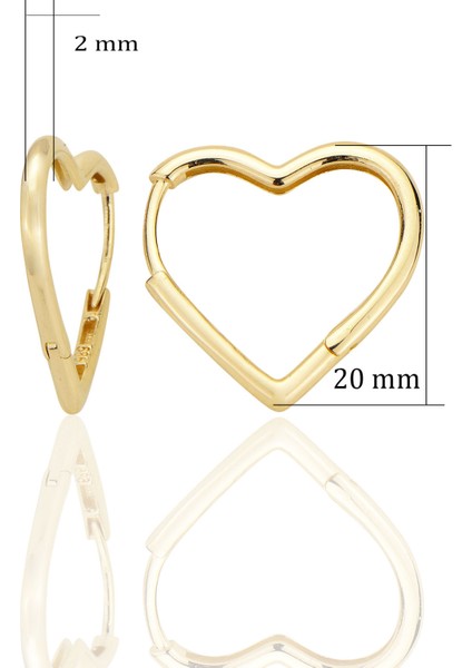 14 Ayar Altın Sade Minimalist Kalp Çerçeve Küpe Sarı Altın D024