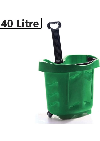 Tekerlekli Plastik Market Alışveriş El Sepeti 40 Litre Yeşil