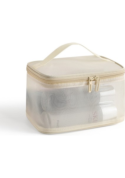 2024 Yeni Naylon Örgü Tek Katmanlı Kozmetik Çantası Büyük Kapasiteli Taşınabilir Örgü Yıkama Torbası Kozmetik Saklama Çantası (Yurt Dışından)