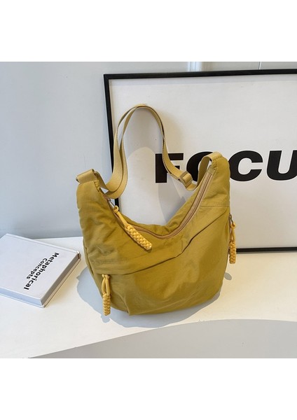 Gündelik Oxford Kumaş 2024 Ilkbahar ve Yaz Yeni Kampüs Spor Stili Düz Renk Yabancı Stil Büyük Kapasiteli Tek Omuz Çapraz Vücut Hamur Tatlısı Çantası (Yurt Dışından)