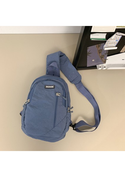 Amerikan Retro Lise Öğrencisi Omuz Çantası Çift Düz Renk Ins Japon Iş Giysisi Rahat Göğüs Çantası Büyük Kapasiteli Omuz Çantası (Yurt Dışından)