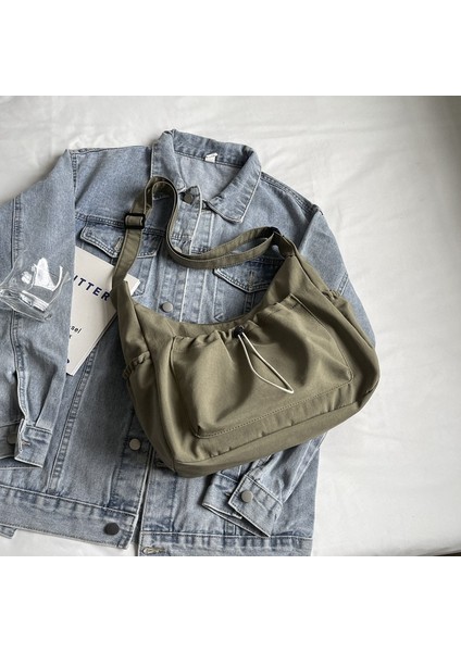 Basit Rahat Crossbody Çanta Kadın Trendy Çok Yönlü Kanvas Çanta Büyük Kapasiteli Depolama Işe Gidip Geliş Omuz Spor Seyahat Çantası (Yurt Dışından)