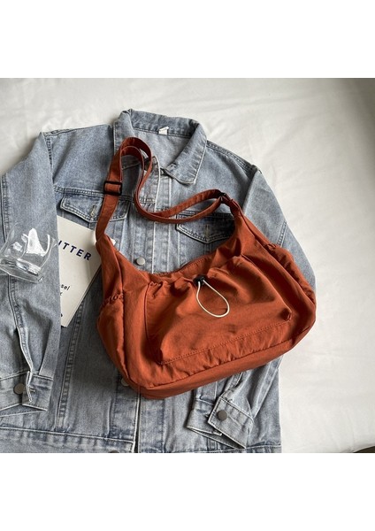 Basit Rahat Crossbody Çanta Kadın Trendy Çok Yönlü Kanvas Çanta Büyük Kapasiteli Depolama Işe Gidip Geliş Omuz Spor Seyahat Çantası (Yurt Dışından)