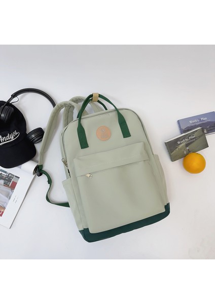 Okul Çantası Kadın Basit Orta Okul Öğrencisi Sırt Çantası Renk Eşleştirme Hafif Üniversite Öğrencisi Taşınabilir Omuz Çantası (Yurt Dışından)