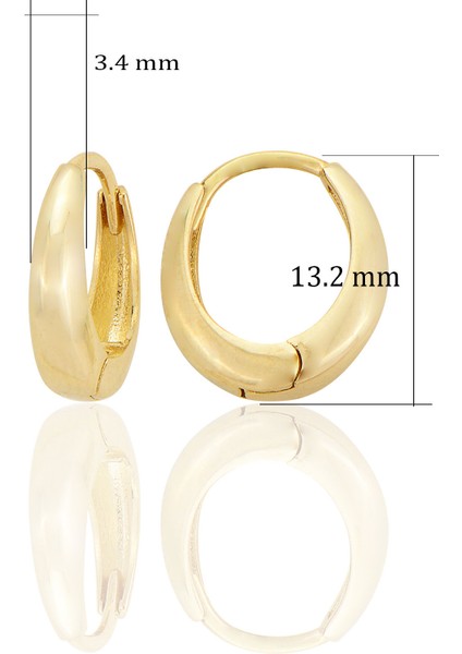 14 Ayar Altın Sade Halka Huggie Küpe Sarı Altın