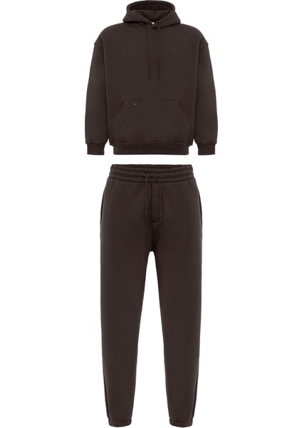 Basıc Oversıze Eşofman Takım Kahve