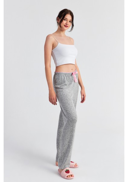 Kadın Gri Yumoş Düz Pijama Pantolon modelleri
