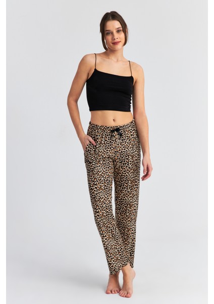 Kadın Leopar Süet Pijama Pantolon fiyatları
