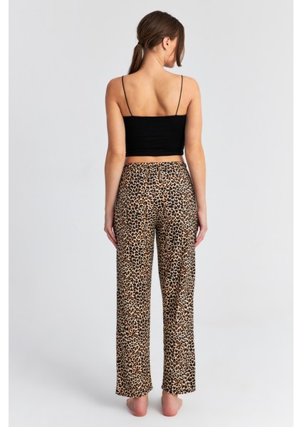 Kadın Leopar Süet Pijama Pantolon fırsatları