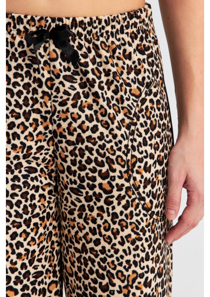 Kadın Leopar Süet Pijama Pantolon indirimleri