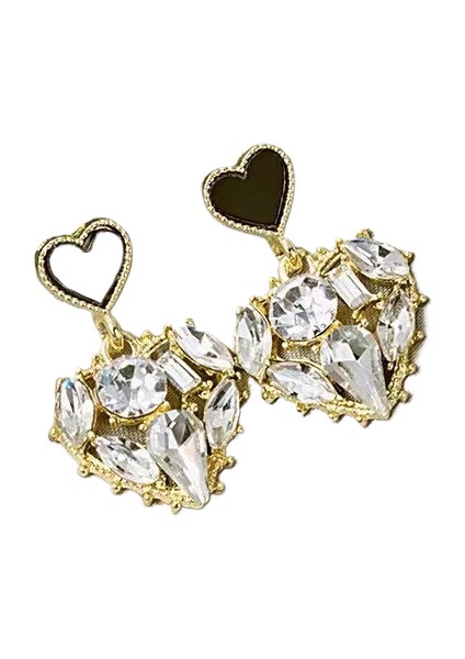 Runkaitongkore Tarzı Kamelya Tarzı Delinmemiş Küpe Inci Çiçek Dama Tahtası Elmas Küpe Kadınlar Için (Yurt Dışından)