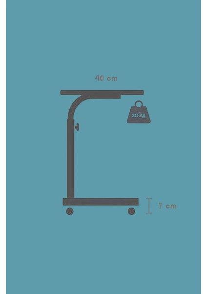 Laptop Sehpası ve Çalışma Masası Yükseklik Ayarlı Tekerlekli Oval Kenar