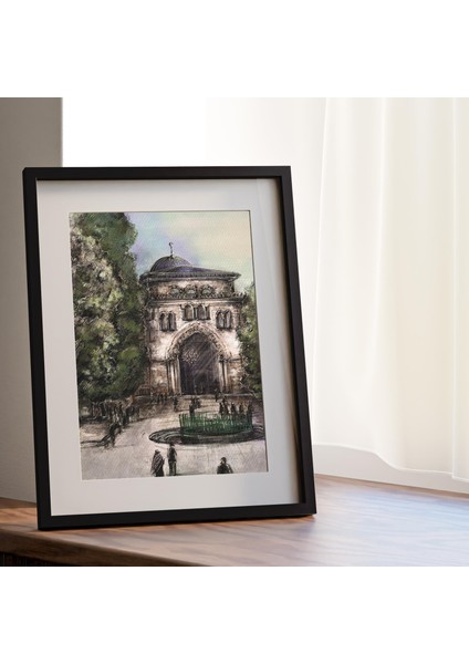 Çerçeveli Dijital Filistin önden Kıble Cami Duvar Dekoru 30*40 P00004