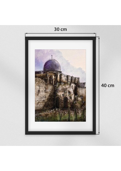 Çerçeveli Dijital Filistin Köşeden Kıble Cami Duvar Dekoru 30*40 P00003 fiyatları