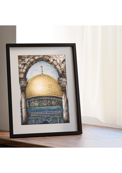 Çerçeveli Dijital Filistin Kubbetü's-Sahra Duvar Dekoru 30*40 P00002