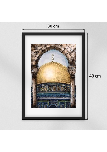 Çerçeveli Dijital Filistin Kubbetü's-Sahra Duvar Dekoru 30*40 P00002 fiyatları
