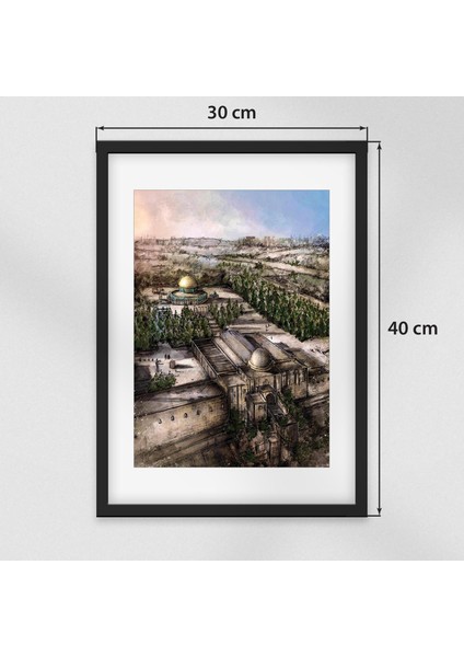 Çerçeveli Dijital Filistin Aksa Cami Duvar Dekoru 30*40 P00005 fiyatları