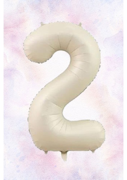 Retro Krem 2 Yaş Balonu Krem Rakam Folyo Balon 80CM