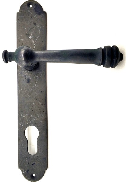 Antika Tarz Dekoratif Pirinç Taşra Yale Kapı Kolu - 220X35 Mm, Oksit
