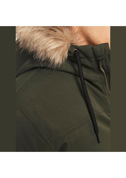 Suni Kürk Detayli Rüzgara Dayanikli Kapüsonlu Parka - Construct modelleri