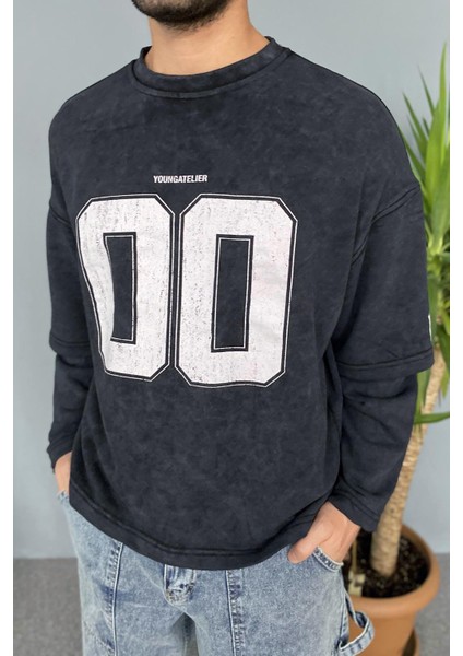 Oversize Baskılı Old School Sweatshirt