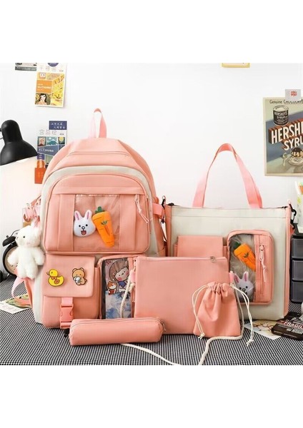 Kadınlar Için Yeni Beş Parçalı Ilkokul Çantası Seti, Hafif ve Sevimli Çanta, Ortaokul Öğrencisi Sırt Çantası, Kız ve Çocuk Sırt Çantası (Yurt Dışından)