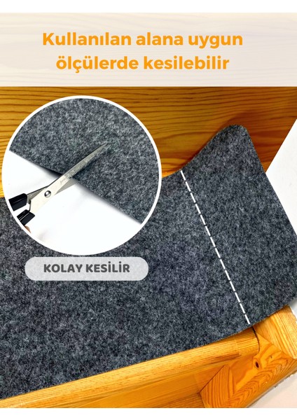 Kaymaz Taban Yıkanabilir Keçe Merdiven Halısı 76 x 20 Antrasit Çocuk Yaşlı Evcil Hayvan Güvenli Kolay Kurulabilir (1 Adet)