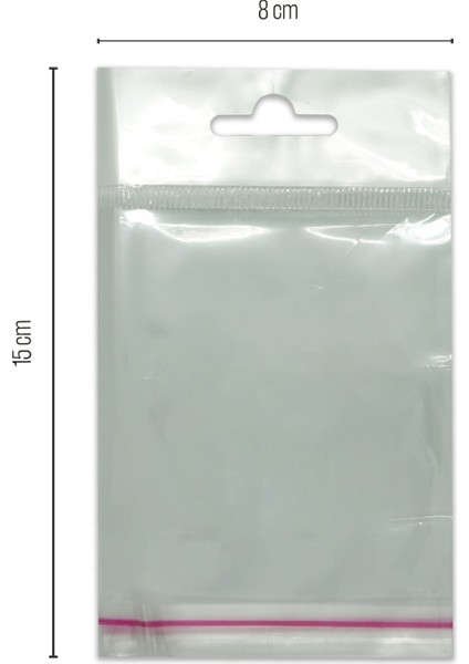 8*15 Sedefli Askılı (Askı Kısmı Beyaz) Bantlı OPP (Parlak-Şeffaf) Jelatin 1000 Adet