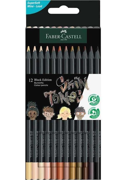 Faber Black Edition Boya Kalemi 12 Renk Skin Tones 5171116414000