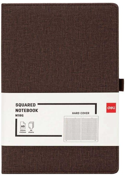 Kumaş Kaplama Kahverengi A5 96 Yp. Kareli Defter N118G