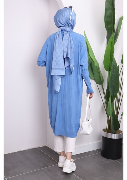 Indigo Düğmeli Uzun Triko Merserize Hırka modelleri