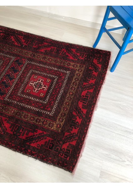 230X118CM El Dokuma Yıkanabilir Bohem Stili Yün Kırmızı ve Siyah Renkli Türk Kilimi fırsatları